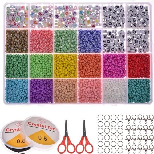 1 Set Colorful Alphabet Beads Bead Necklace Bracelet Making Kit Glass Beads For Jewelry Making DIY Jewelry Findings Tool Kits