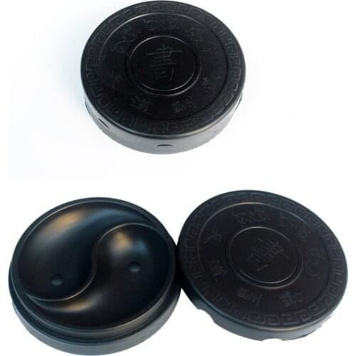 1pc Black Inkstone 4 Inch Tai Chi Shape Inkslab Traditional Chinese Painting Tool Ink Grinding Stone Calligraphy Tool With Cover