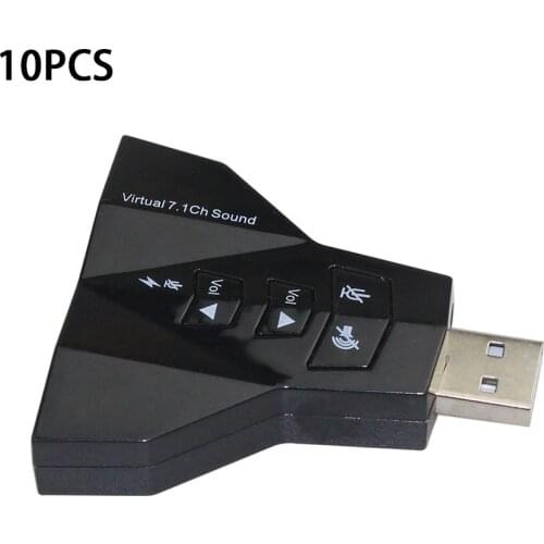 10PCS Microphone MIC Headset 7.1 Ch 3D Converter Double Sound Card Virtual USB 2.0 Audio Adapter Dual