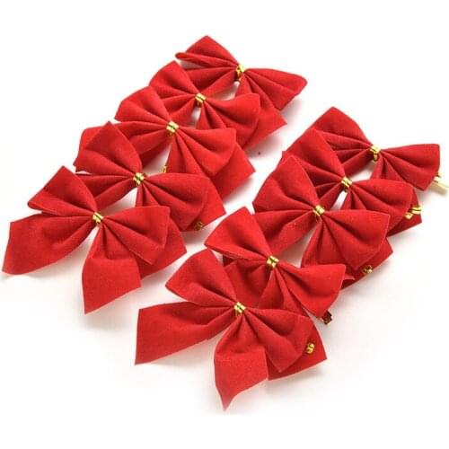 12Pcs Creative Christmas Tree Bow Decoration Baubles New Year Ornaments Santa Claus Christmas Decoration Supplies Party Bows