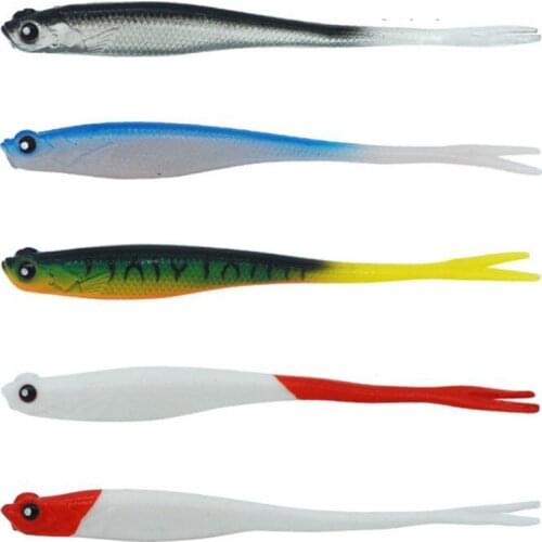 5Pcs Soft Split Tail Bait 13cm 7.1g Swimbait Wobbler Lure Bass Killer Fishing Tackle