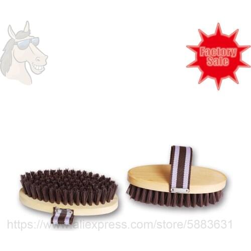 60 8002 8-1/2'' wooden grip body brush stiff cowboy bristles 21.5*8.8cm wooden handle horse grooming brush factory direct sale