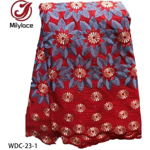 African Lace Fabric 2021 High Quality Swiss Voile Lace Fabric 5 Yards Embroidered Nigerian Lace Fabrics for Dress WDC-23