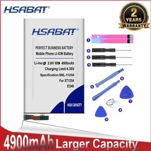 HSABAT Newest 4900mAh EQ40 for Motorola Moto Droid Turbo XT1254 Battery XT1225
