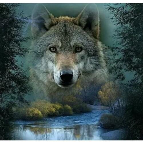 Wolf mountain nature Needlework Diamond Painting Diamond Embroidery All Drill Rhinestone Mosaic Picture by numbers FS270