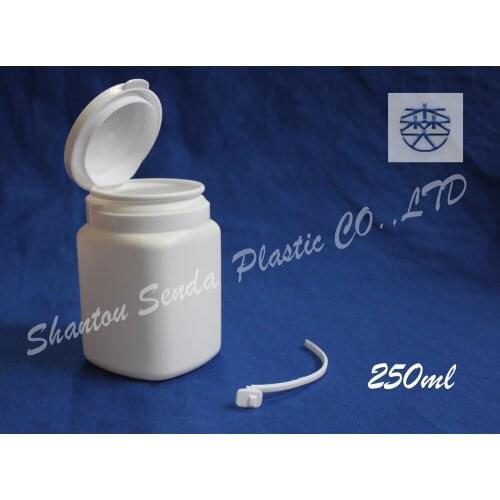 Free Shipping! 20PCS/LOT 250ml plastic square hdpe white pills bottle
