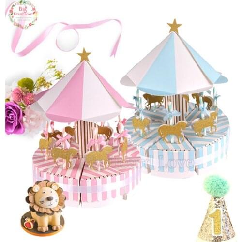 Free Shipping 8pcs Carousel Gift Box Wedding Favors Party Baby Shower Souvenirs Candy Box Birthday Party Decorations Kids