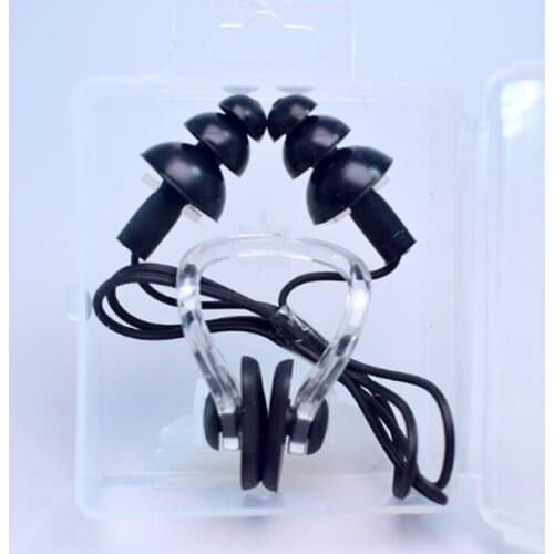 C352 Comfort Soft High quality high elasticity silicone swimming anti-lost waterproof connection earplugs/nose clips 7 colors