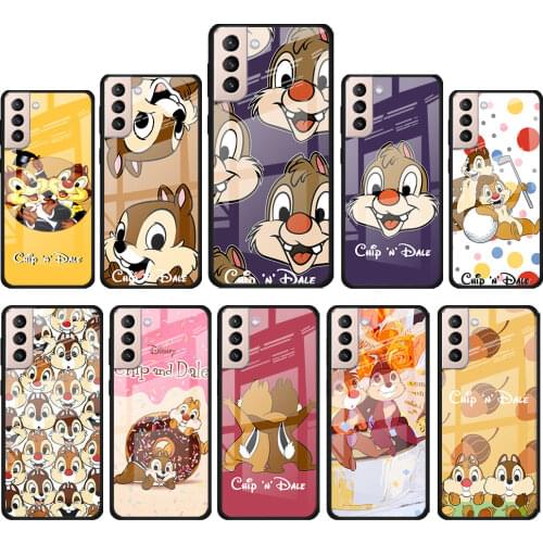 Disney Chip 'n' Dale cute for Samsung Galaxy S21 Ultra Plus A72 A52 4G 5G M51 M31 M21 Luxury Tempered Glass Phone Case Cover