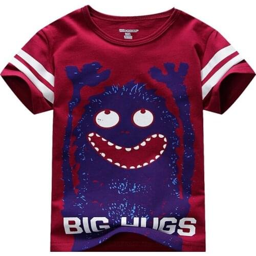 Hooyi Children T-Shirts Baby Boy T Shirts Big Hugs Cartoon Baby Boy Clothes Tee Shirts Monster Kids Short Sleeve Cotton Tops
