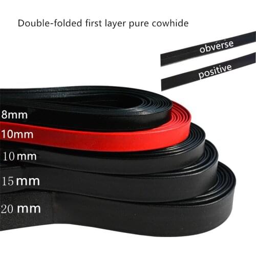 Black Cowhide Double-Folded Cowhide Strip Double-Sided Light Cowhide Rope Belt Leather Bag With Decorative Belt DIY Neck Chain