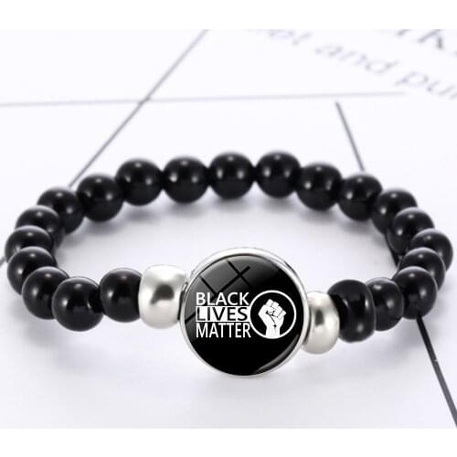BLACK LIVES MATTER American Protest Bracelet Jewelry STOP RESISTING Color Glass Elasticity Adjustable Charms Neutral Bracelets