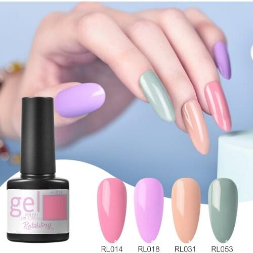 Rolabling 7.5ml Gel Nail Polish 65 Colors Nail Art Varnish Top Base Coat Soak Off UV LED Nail Gel Varnish Long Lasting Nail Gel