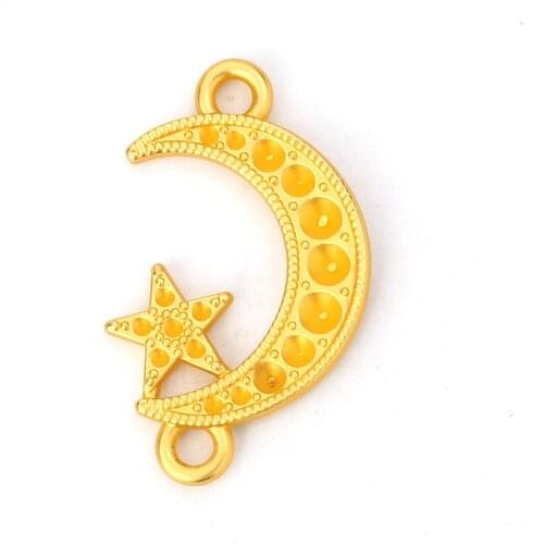 5 PCs Fashion Zinc Based Alloy Connectors For Earrings Necklace Making Findings Half Moon Vase Matt Gold Star Jewelry DIY Charms