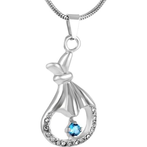 IJD9177 Fashion Skirt With Blue Stone Memorial Urn Pendant 316L Stainless Steel Cremation Ashes Keepsake Jewelry For Women