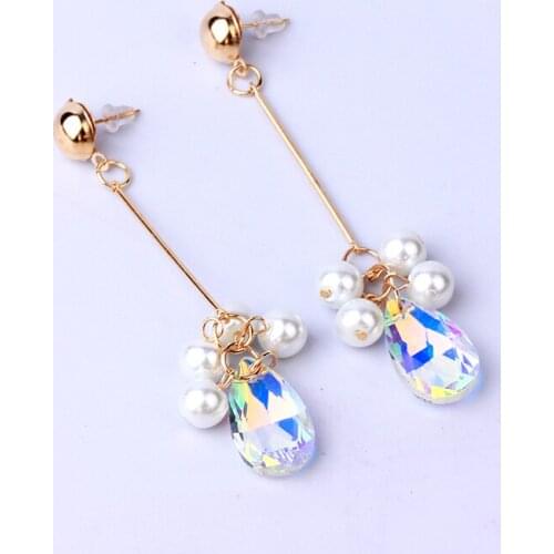 Trendy Long Crystal Earring Statement Fashion Jewelry Boho Dangel Custom Pearl Drop Earrings For Women Girls 2020 New Arriavel