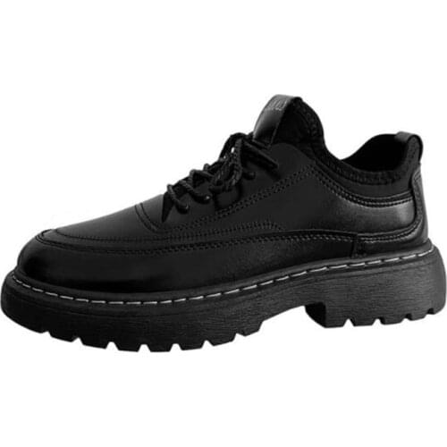 New mens single shoes fashion leather shallow mouth lace thick-soled non-slip lightweight comfortable casual shoes for men