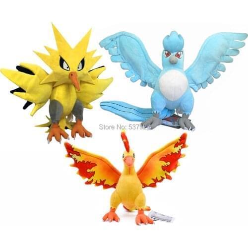 New 3 Styles Zapdos Articuno Moltres 11-12" 28-30CM Plush Doll