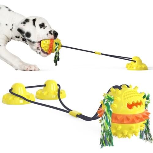 New Dog Toy Pull Rope Toys Funny Dog Training Kong Dog Toy Indestructible Rubber Speaker Ball Toys Pet Chewing Fidget Toothbrush