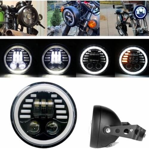 Newest 6.5" Motorcycle LED Headlight Hi&Lo HeadLamp Bulb DRL With Angel Ring for Harley Sportster Cafe Racer Bobber Iron 883