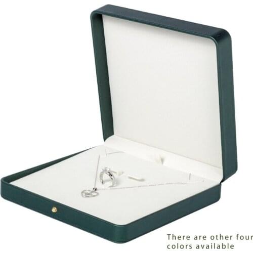 New Vintage Green Pu Leather High-end Jewelry Bracelet Earring Long Chain Ring 5-piece Set For Girl Women Fashion Accessories