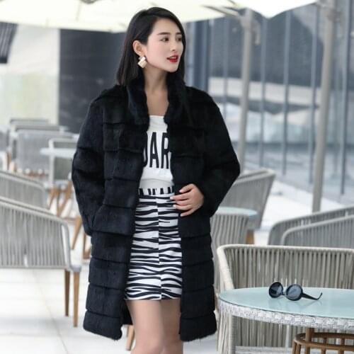 Real Rabbit Fur Coat Winter Jacket Women Clothes 2020 Luxury Fur Korean Jackets Long Coat Female Vintage Overcoat MY3598