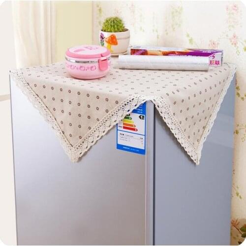 Pastoral Cotton Fabric Square Refrigerator Cover Towel 2 Pieces/Lot Multifunctional Refrigerator Dust Cover