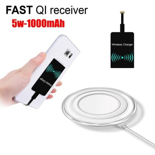 5W 1000mAh Wireless Charger Receiver, Wireless Charger Adapter for iPhone /Micro USB/Type C, Qi Receiver for Samsung Galaxy LG