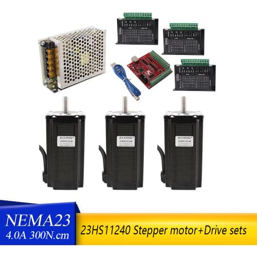 300N.CM stepper motor 23HS11240 body length 112mm + USB power controller + 3 PCS driver TB6600 3D printing