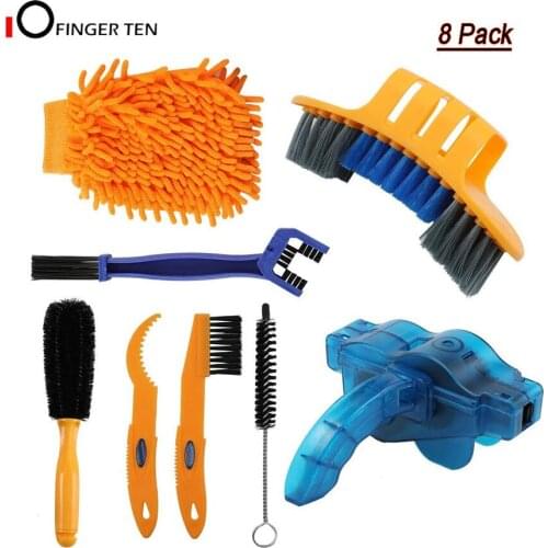 8 pcs/set Bicycle Cleaning Brush Tool Chain Scrubber for Mountain Road City Hybrid BMX Bike and Folding Bike