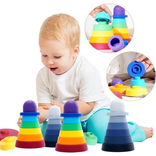 New Design Silicone Stacked Lighthouse Baby Shower Gifts Teething Infant Chewing Toy Exercise Ability Childrens Products