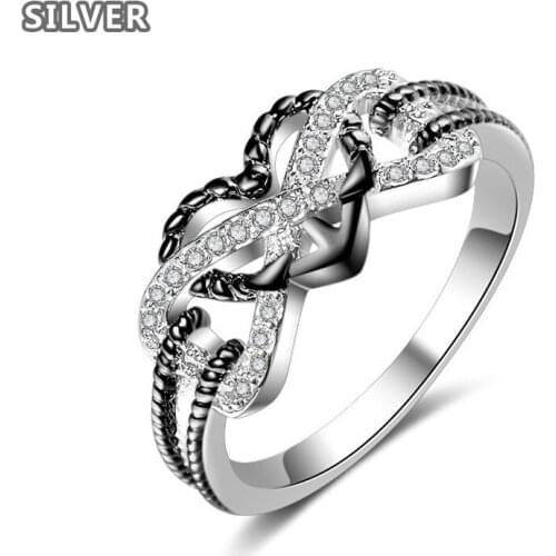 Wedding Engagement Ring CZ Love Two Colors Heart Infinity Rings for Women Cubic Zirconia Jewelry Fashion personalized rings