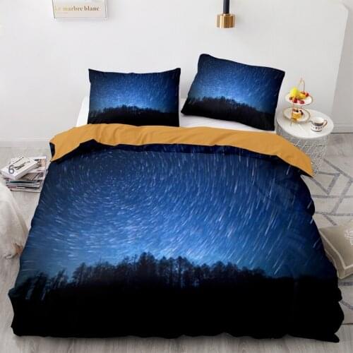 Space Galaxy Aurora Sunset Glow Bedding Set Single Twin Full Queen King Size Sky Stars Tree Bed Set Childrens Kid Duvetcover 09