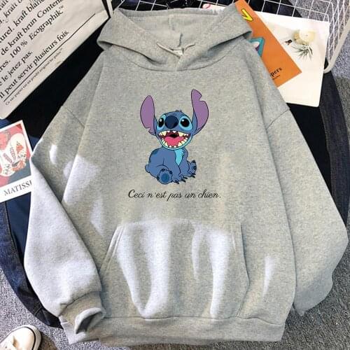 Disney Lilo & Stitch Hoodies Hip Hop Punk Street Mens Sweatshirt 2021 Autumn Warm Loose Pullover Cartoon Aesthetic Men Clothes