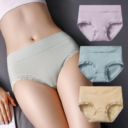 Women Underwear Female Intimates Ladies Cotton Jacquard Briefs High Waist Panties Calcinha Cintura Alta