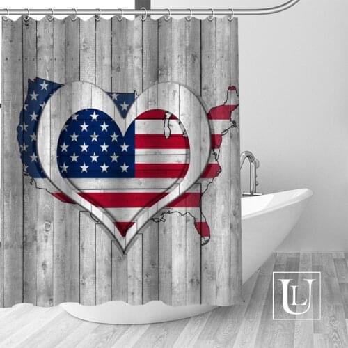 High Quality Custom Flag Shower Curtain Polyester Fabric Bathroom Curtain Hooks Mildew Resistant Bathroom Decor