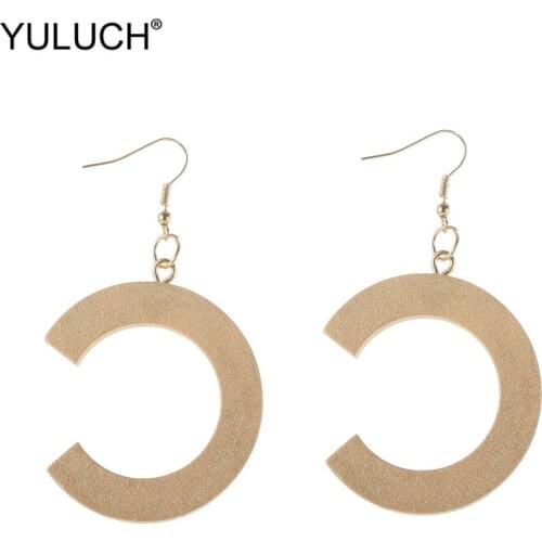 YULUCH 2019 New Design Fashion Gold C Shape Statement Earrings Boho Hanging Pendant Drop Earrings For Women Lady Wedding Gifts