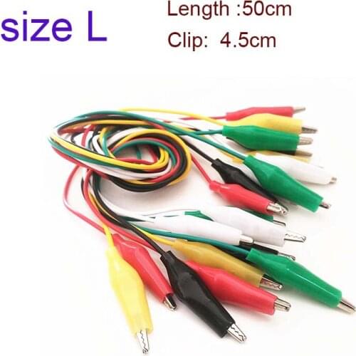 10pcs Dual-ended Alligator Roach Clip Cable Jumper Wire Test Leads 50cm 5Color