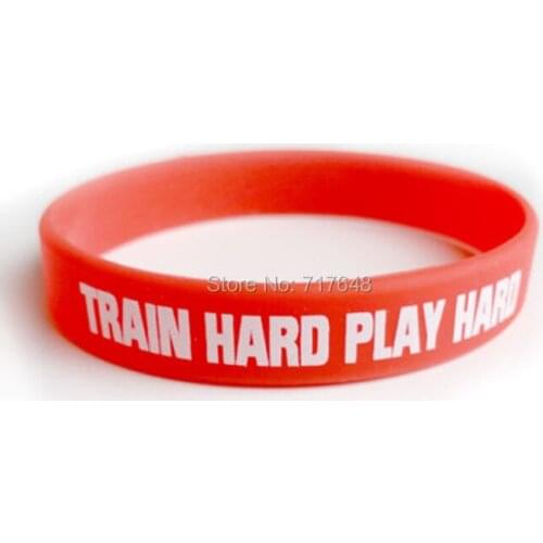 200pcs TRAIN HARD PLAY HARD wristband silicone bracelets free shipping by FEDEX