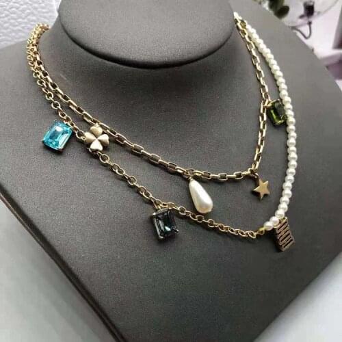 2021 Hot Brand Fashion Jewelry Women Vintage Chain Pearls Flower Necklace Top Quality Luxury Hot