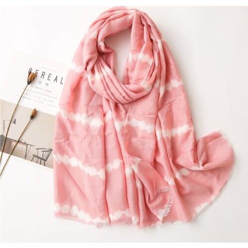 2021 Women Plain Tie Yye Dot Fringe Viscose Scarf Lady Print Soft Shawls and Wraps Pashmina Bufandas Muslim Hijab Sjaal 180*90Cm