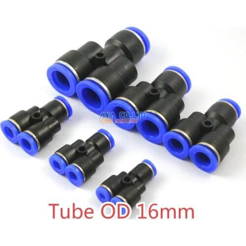 5 Pieces Pneumatic Y Union Tube OD 16mm Air Push In To Connect Fitting One Touch Quick Release Fitting
