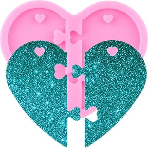 Shiny Heart Shape Necklace Silicone Molds Epoxy Resin Keychain Molds DIY Handmade Charming Moulds Pendant Jewelry Mould