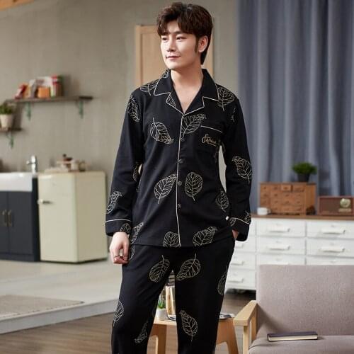 6535 Cotton Turn-down Collar Button-Down Long Sleeve Trousers a Sets Pajama Autumn Winter Boy Man Jammies Nightwear Pyjamas nlzm