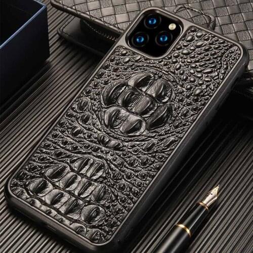 Genuine Leather 3D Crocodile skull phone case For iPhone 11 11 Pro 11Pro max 6 6S 7 8 7plus 8plus X XS XS max XR Anti-fall Cover