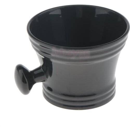 Black Plastic Men Barber Shaving Mug Bowl Beard Shave Brush Soap Mug Cup