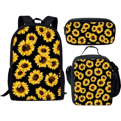 WHEREISART Newest Sunflowers Backpacks Teenage Girls School Bags Kids Bagpack Children School Backpack Set Mochila Escolar 2021