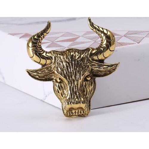 Blucome Enamel Flower Cattle Brooches Women 4-color Bull Ox Animal New Year Party Vintage Animal Brooch Pins Hijab Collar Clip