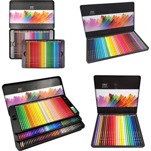 24/36/48/72/120 Colors Oily Colored Pencil Professional Hand-painted Tin Box with Delicate Colors Can Be Superimposed