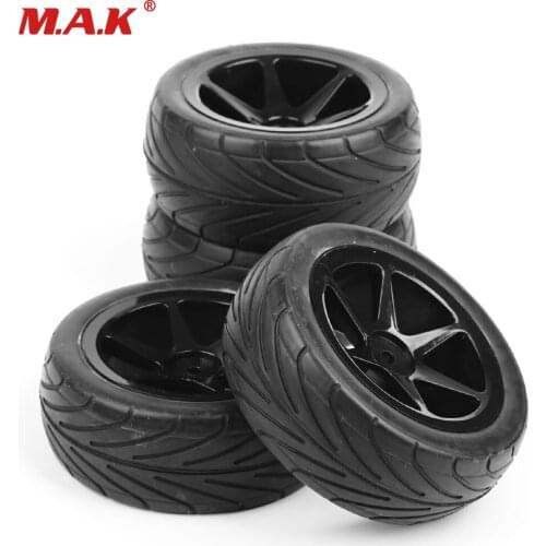4Pcs 1:10 Front&Rear Set Off-Road Tires&Wheel Rim 25036+27007/25037+27008 For RC 1/10 Buggy Car Black Parts and Accessories